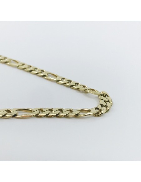 Cadena barbada alterna 4x1 en oro 18kt