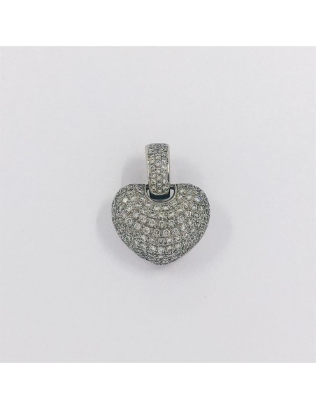 Colgante corazÃ³n en oro blanco 18kt con brillantes
