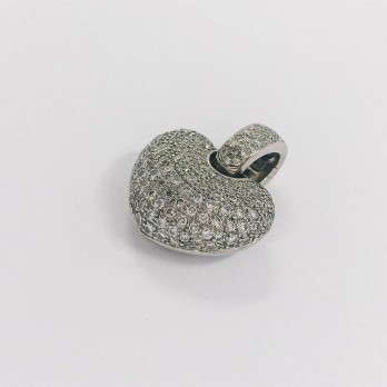 Colgante corazÃ³n en oro blanco 18kt con brillantes 2