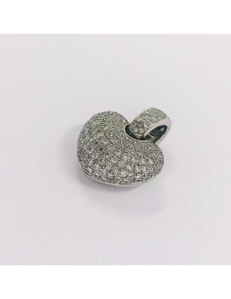 Colgante corazÃ³n en oro blanco 18kt con brillantes