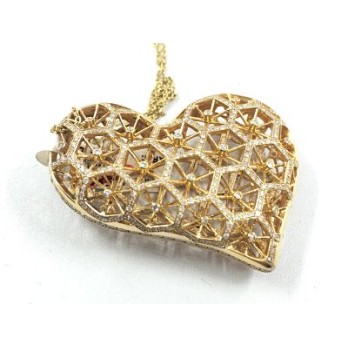 Colgante corazon de oro con brillantes y rubÃ­es 2