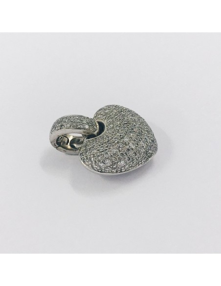 Colgante corazÃ³n en oro blanco 18kt con brillantes