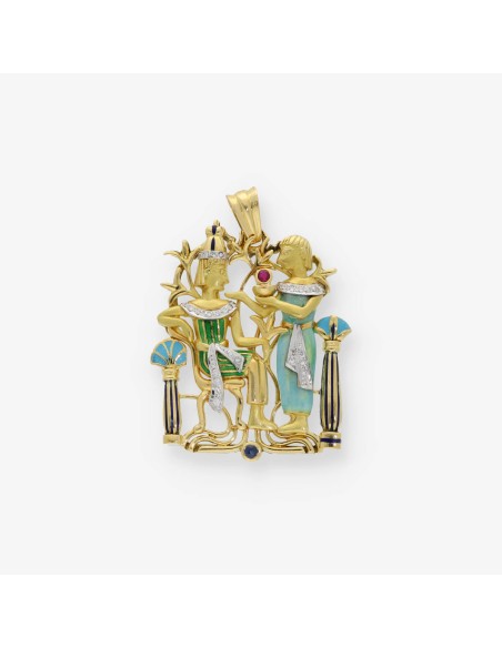Colgante en oro 18kt brillante y esmalte