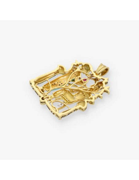 Colgante en oro 18kt brillante y esmalte