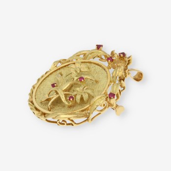 Broche colgante de oro y piedras de color 2