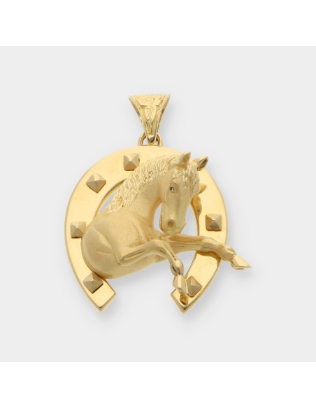 Colgante en forma de herradura con caballo