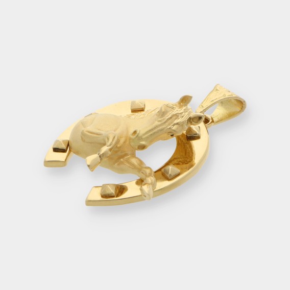Colgante en forma de herradura con caballo