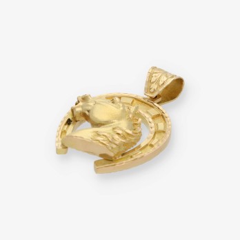 Colgante en forma de herradura con caballo oro 18kt 2