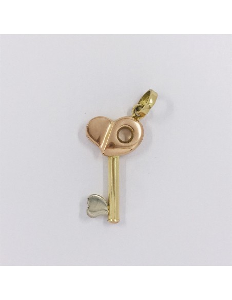 Colgante llave corazÃ³n en oro18kt