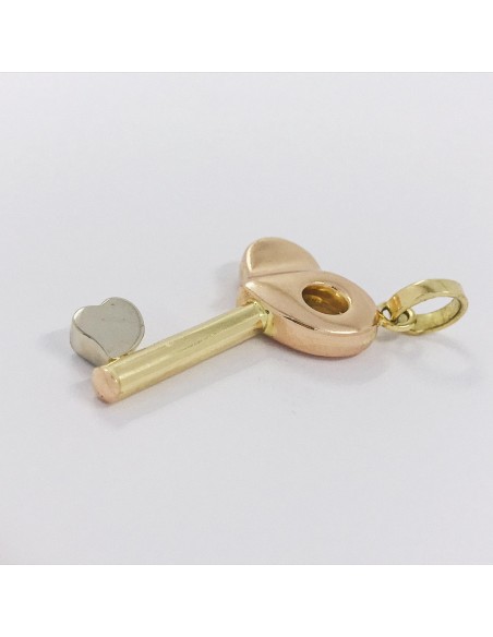 Colgante llave corazÃ³n en oro18kt