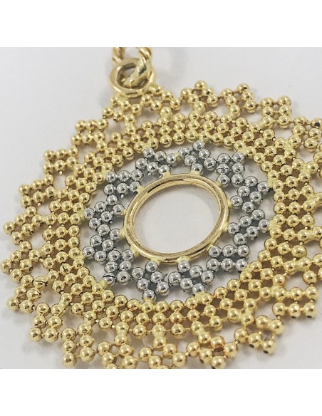 Colgante sol en oro blanco y amarillo.