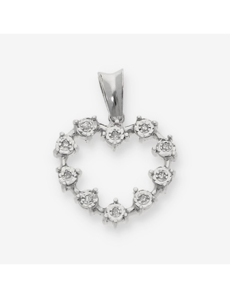 Colgante corazÃ³n en oro blanco 18kt con brillantes.
