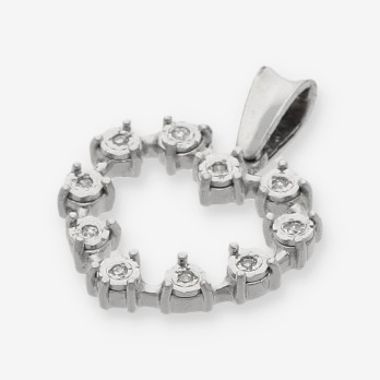 Colgante corazÃ³n en oro blanco 18kt con brillantes. 2