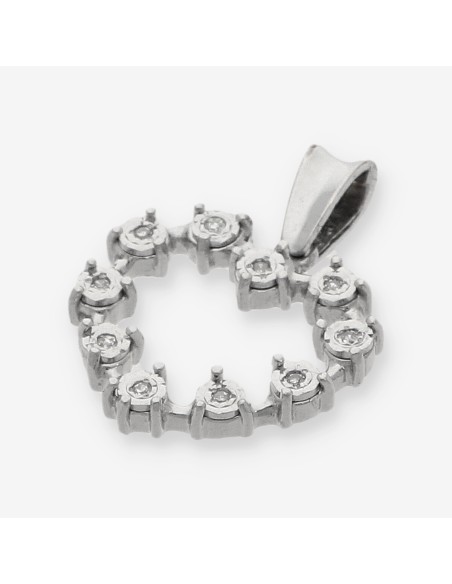 Colgante corazÃ³n en oro blanco 18kt con brillantes.