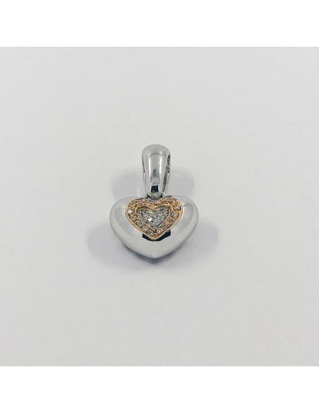 Colgante Chimento corazÃ³n en oro blanco con brillantes.