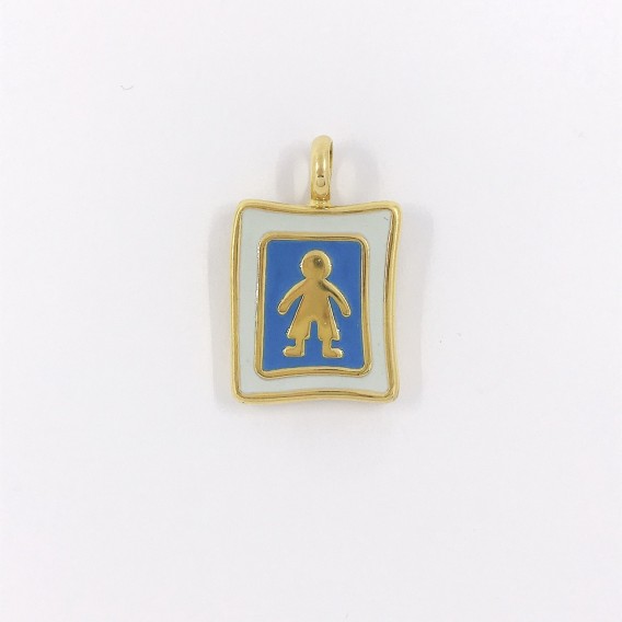 Colgante TOUS con esmalte y niÃ±o en oro 18kt