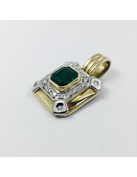 Colgante de oro con brillantes y esmeralda