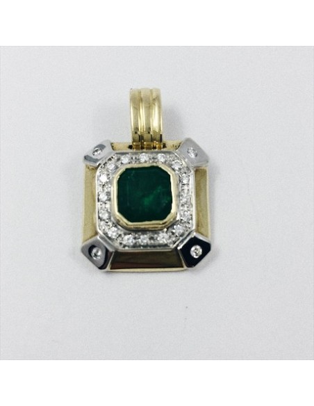 Colgante de oro con brillantes y esmeralda