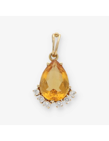 Colgante en oro 18kt con topacio y brillantes