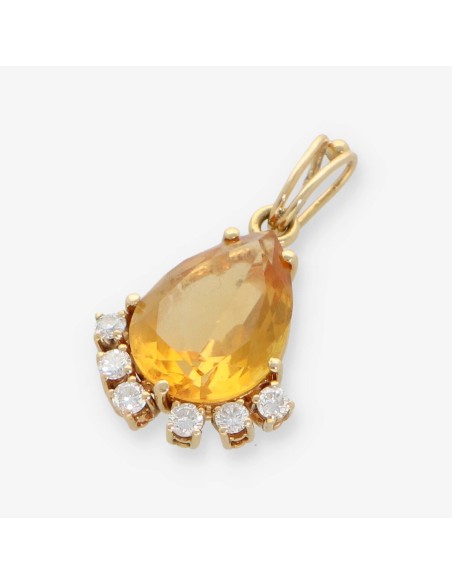 Colgante en oro 18kt con topacio y brillantes
