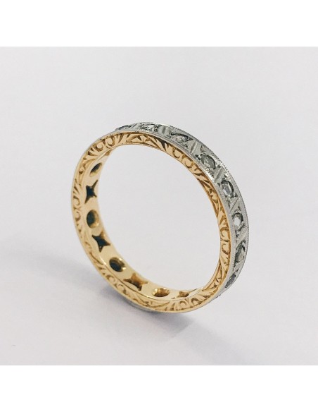 Anillo vintage bicolor en oro 18kt con diamantes