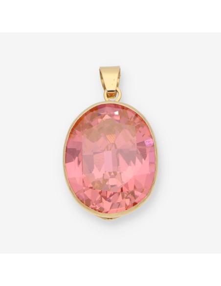 Colgante en oro 18kt con gran piedra rosa