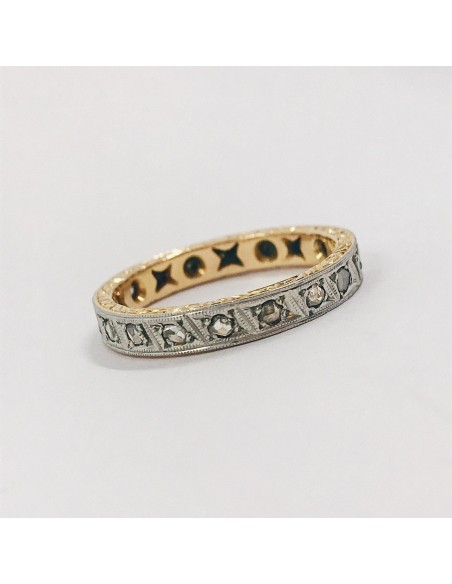 Anillo vintage bicolor en oro 18kt con diamantes