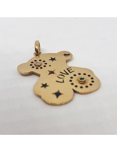 Colgante Tous en oro con brillante, rubÃ­, esmeralda y zafiro