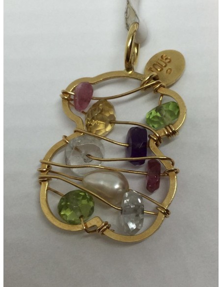 Colgante Tous en oro con piedras semipreciosas y perla