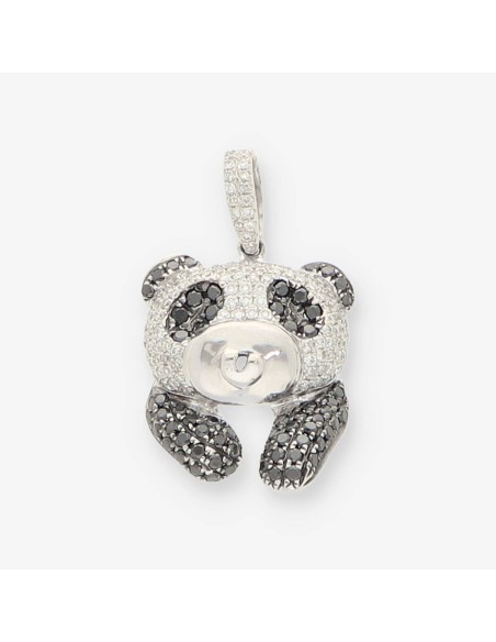 Colgante panda en oro blanco18kt. y brillantes