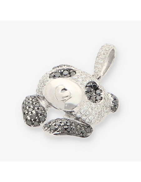 Colgante panda en oro blanco18kt. y brillantes