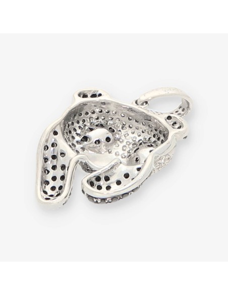 Colgante panda en oro blanco18kt. y brillantes