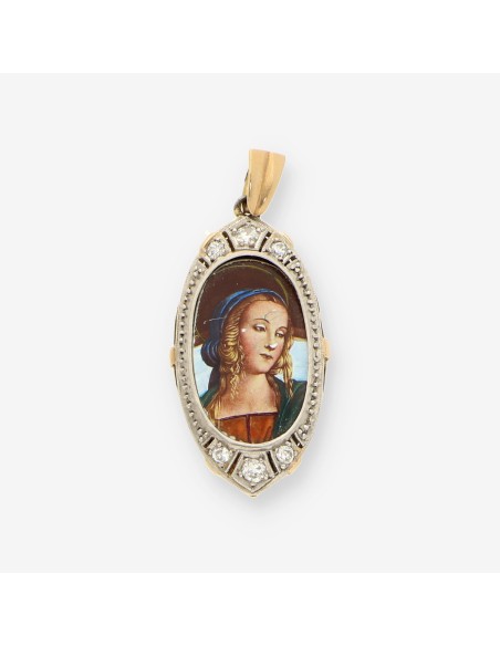 Colgante virgen oro y diamantes