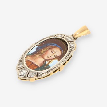 Colgante virgen oro y diamantes 2