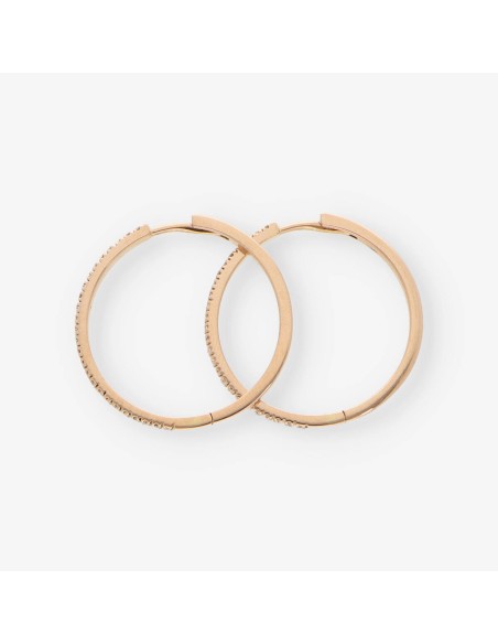 Pendientes aro en oro rosa 18kt y brillantes