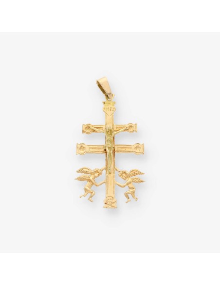 Colgante cruz de Caravaca en oro 18kt