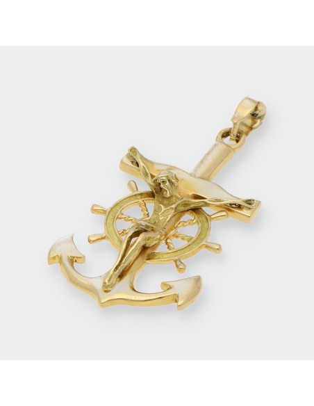 Colgante Ancla con cristo en oro 18kt