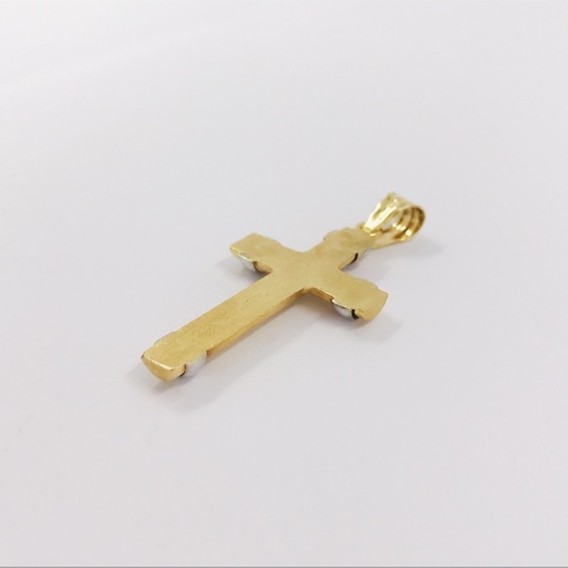 Colgante cruz de oro blanco y amarillo 18kt