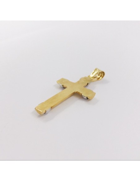 Colgante cruz de oro blanco y amarillo 18kt