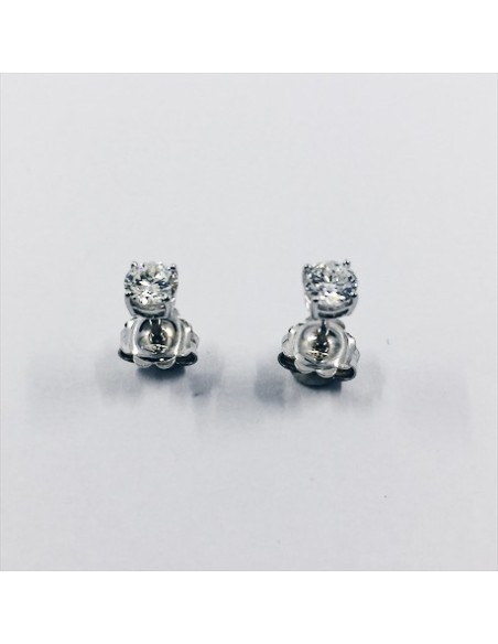 Pendientes dormilonas en oro blanco y brillantes