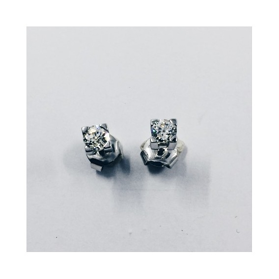 Pendientes dormilonas en oro blanco y brillantes