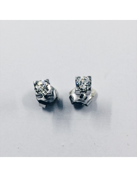 Pendientes dormilonas en oro blanco y brillantes