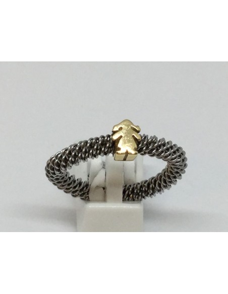 Sortija Tous en acero y oro amarillo y figura niÃ±a