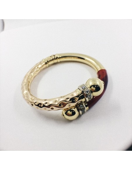 Pulsera esclava en oro, laca y brillantes