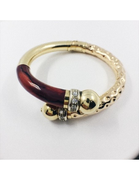 Pulsera esclava en oro, laca y brillantes