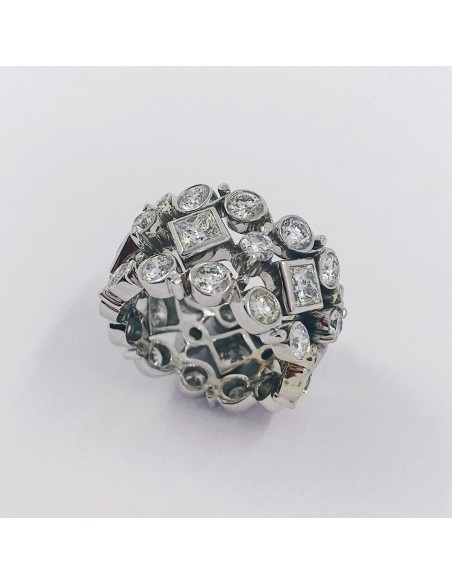 Anillo ancho en oro 18kt con brillantes