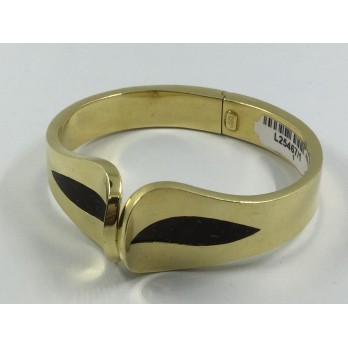 Pulsera esclava Puig Doria en oro con inclusiones de madera 2