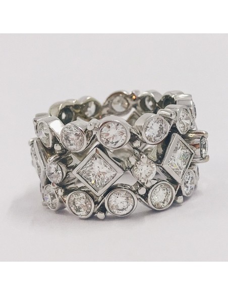 Anillo ancho en oro 18kt con brillantes