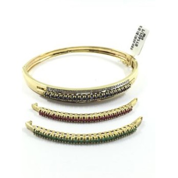 Pulsera esclava de oro amarillo con centro de brillantes y zafiros 2