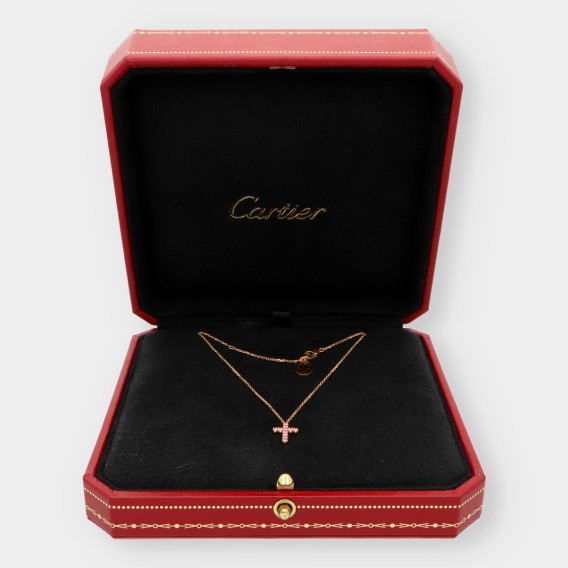Collar Cartier en oro amarillo 18kt con zafiro rosa